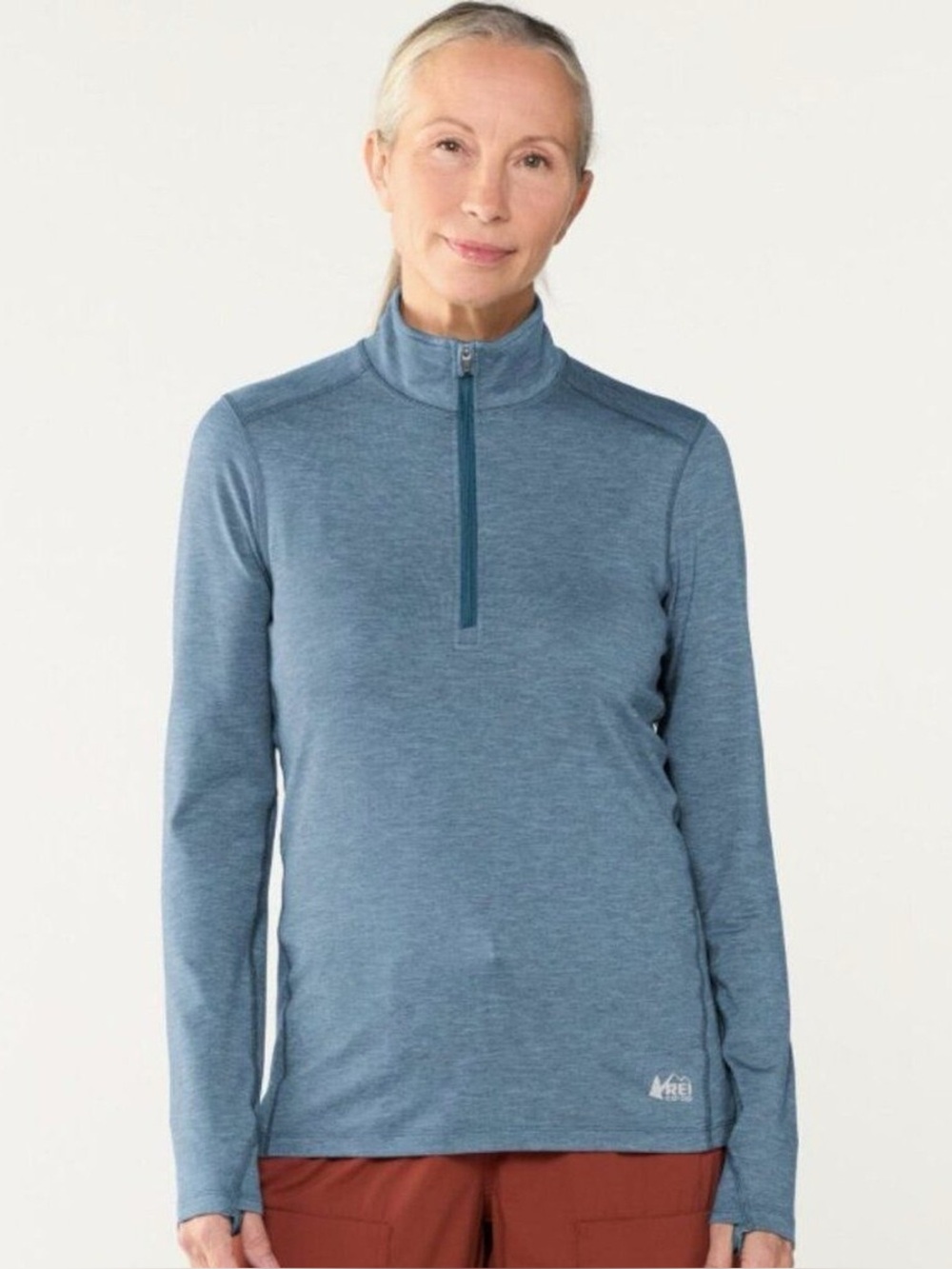 NWT REI Heathered Slate Blue Quarter-Zip Pullover